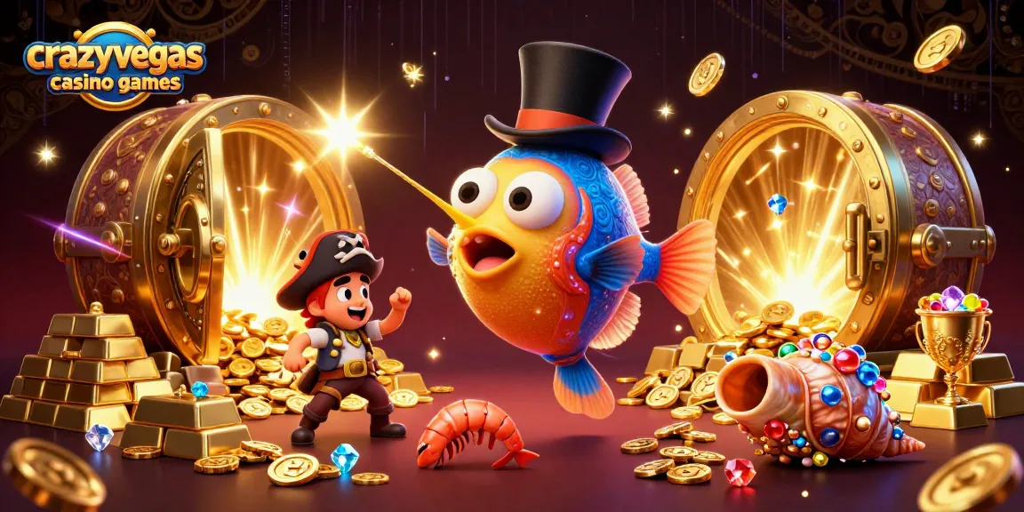 Engage with crazyvegas casino games in this vibrant underwater scene, showcasing thrilling 3D cartoon characters and treasure!